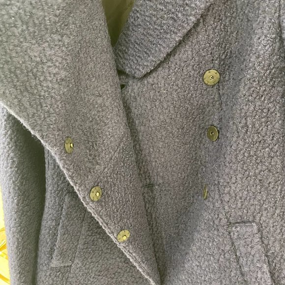 DAWN LEVY {S} Car Coat Navy Blue Bouclé Wool Blend Shawl Collar "Adelaid… - Picture 9 of 9